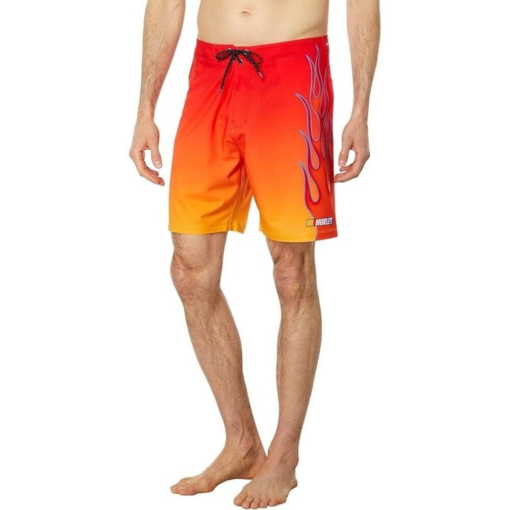 Hurley Men's Phantom Nascar Flames Drawstring Board Shorts Orange Red 29